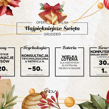 Promocja na kosultacje trychologiczne, komputerową analizę twarzy i wszystkie zabiegi pielęgnacyjne w salonie NOVY w Olkuszu